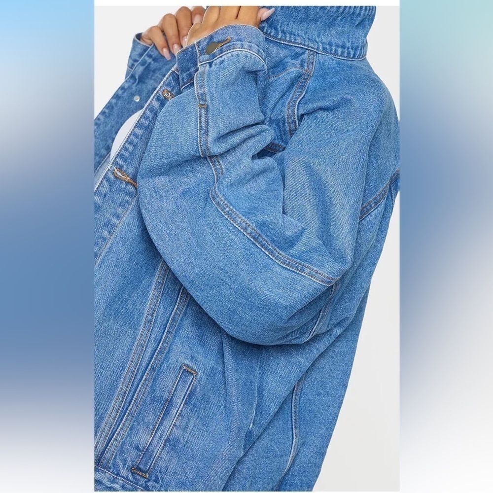 Justalwart trucker denim jacket viscose blended button down coat XL - Picture 4 of 15
